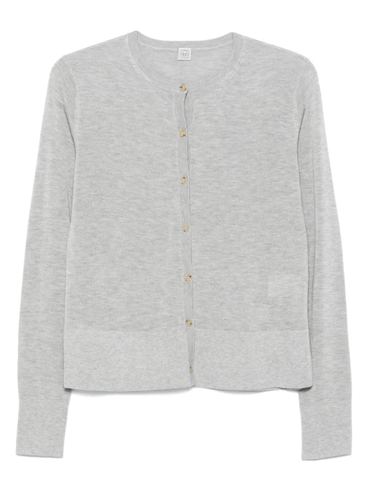 Fine Knit Cardigan in Grey Melange