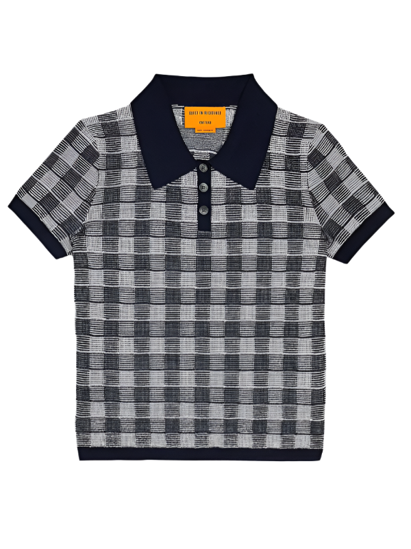 Gingham Shrunken Polo in Midnight Combo