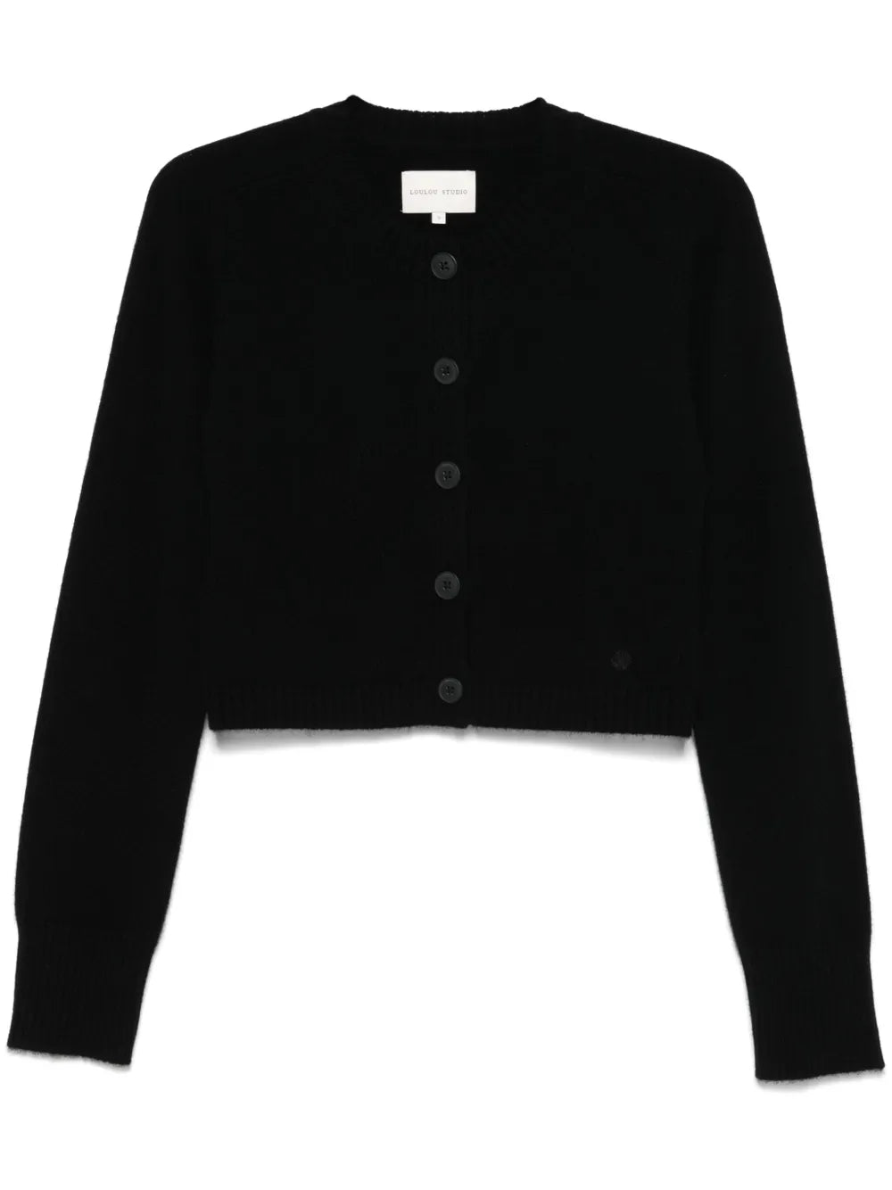 Zephir Cropped Cashmere Cardigan in Black