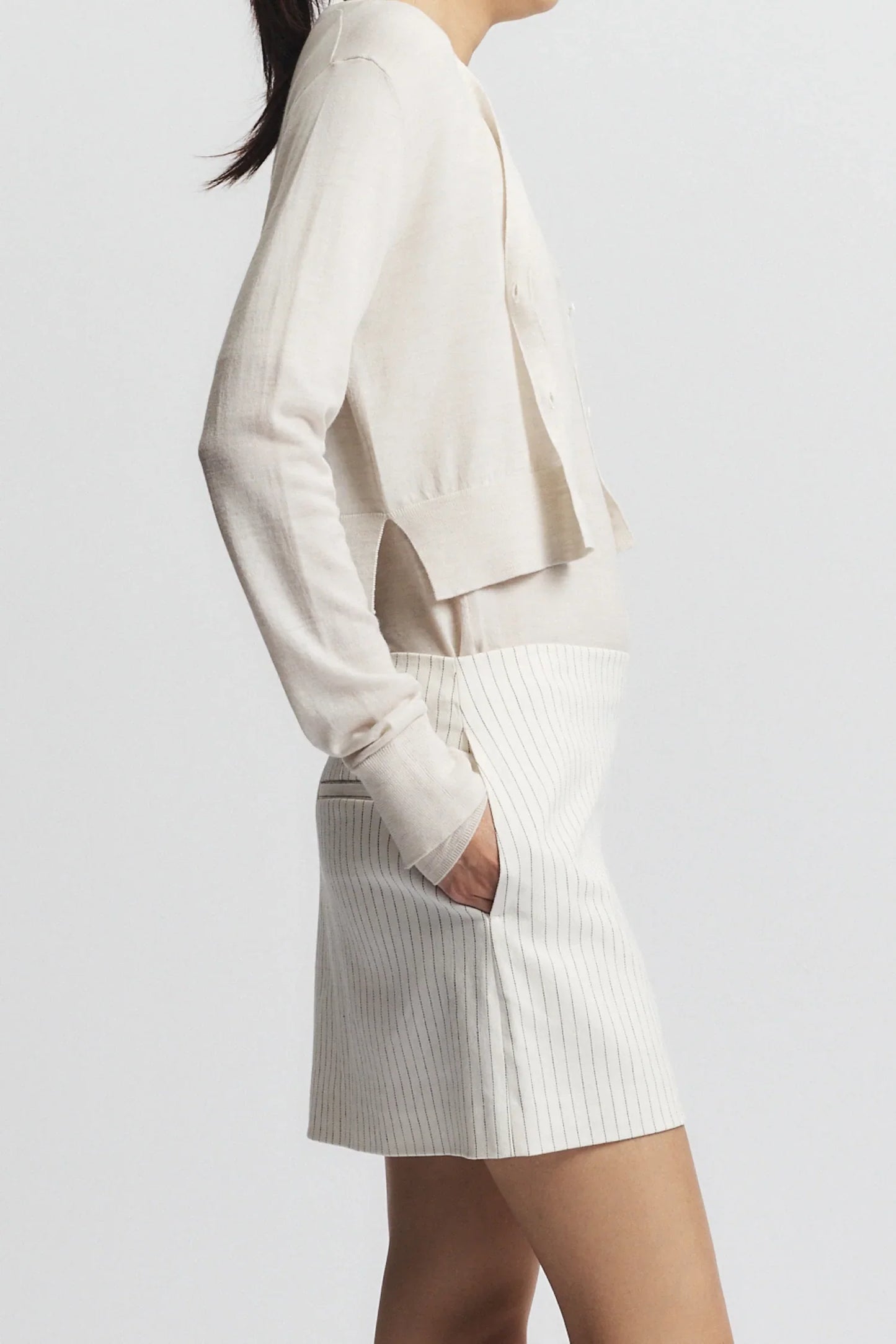 Nixon Cropped Cardigan in Ivory