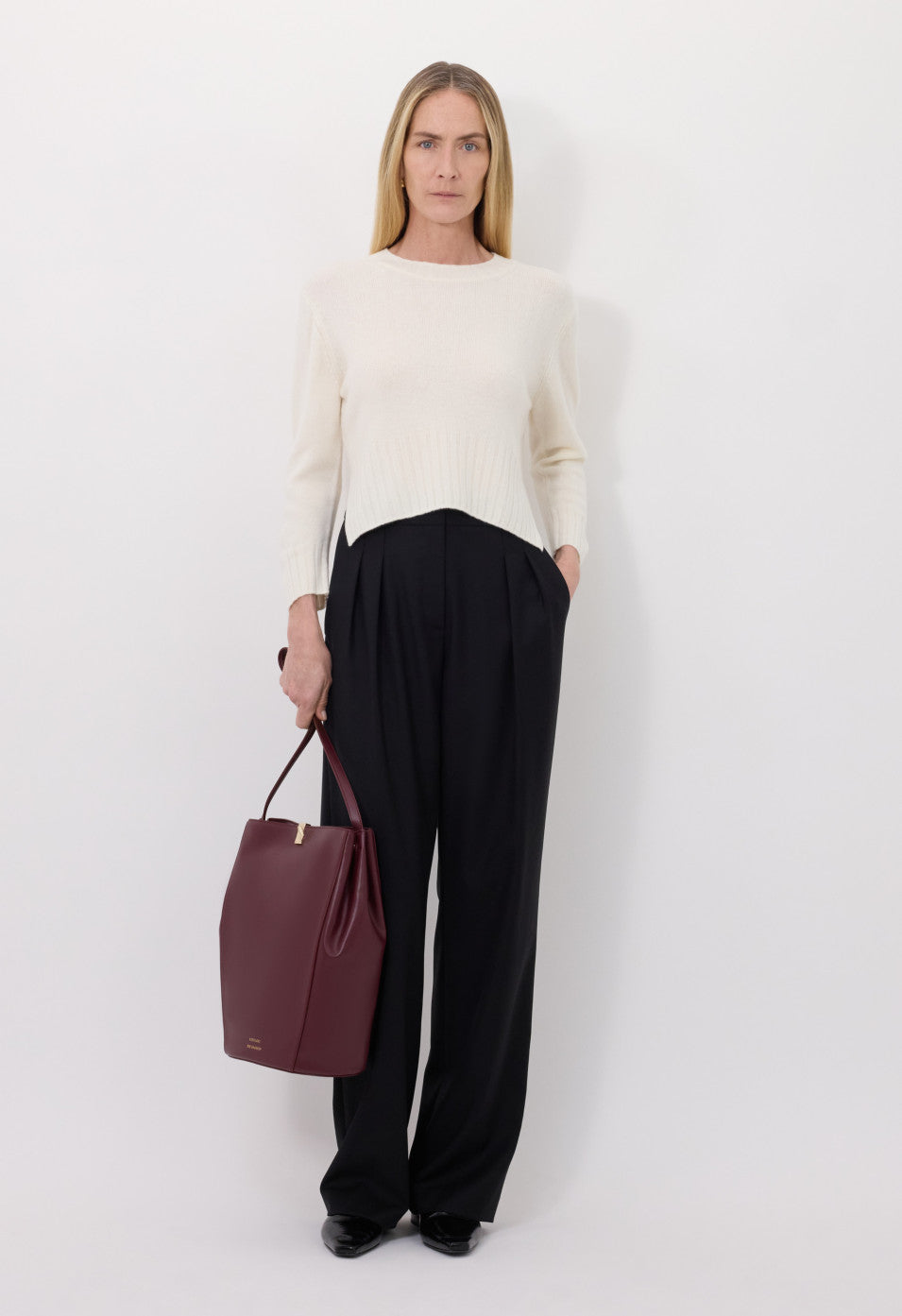 Mora LDS Cropped Cashmere Sweater in Ivory